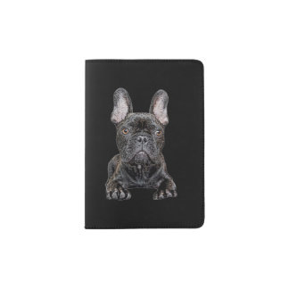 Black French Bulldog Abstract Doodle Passport Holder