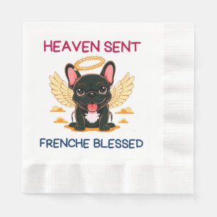 Black French Bulldog As Angels On Earth Napkins