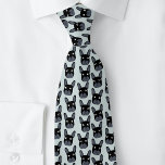 Black French Bulldog Blue Neck Tie<br><div class="desc">A fun little Black French Bulldog or Frenchie pattern on a duck egg blue background.  Great for all dog lovers,  pet sitters,  dog walkers and veterinarians.  Original art by Nic Squirrell.</div>