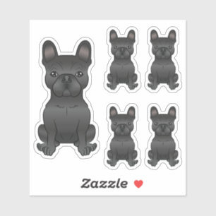 Black French Bulldog Cartoon Dog Illustrations Sticker