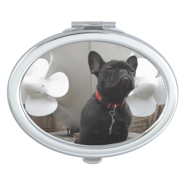 Black French Bulldog Compact Mirror (Front)