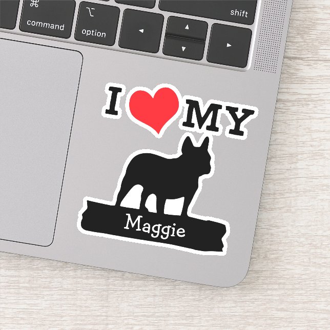 Black French Bulldog Custom Name Sticker (Detail)