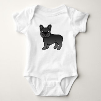 Black French Bulldog Cute Cartoon Dog Baby Bodysuit