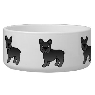 Black French Bulldog Cute Cartoon Dog Bowl