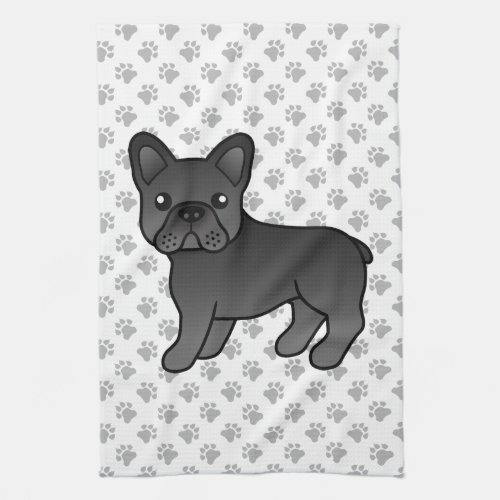 Black French Bulldog Cute Cartoon Dog Kitchen Towel