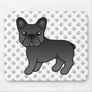 Black French Bulldog Cute Cartoon Dog Mouse Pad