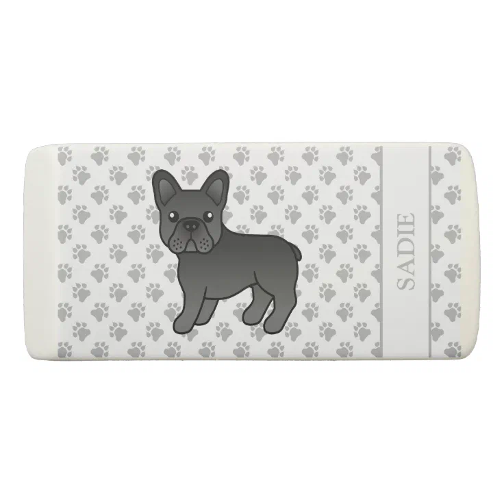 Black French Bulldog Cute Cartoon Dog & Name Eraser | Zazzle Black French Bulldog Cute Cartoon Dog & Name Eraser | Zazzle