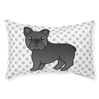 Black French Bulldog Cute Cartoon Dog &amp; Paws Pet Bed