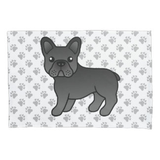 Black French Bulldog Cute Cartoon Dog Pillow Case