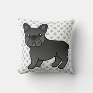 Black French Bulldog Cute Cartoon Dog Throw Pillow