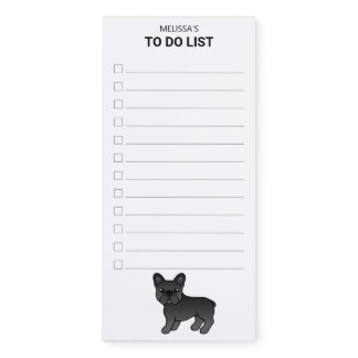 Black French Bulldog Cute Cartoon Dog To Do List Magnetic Notepad