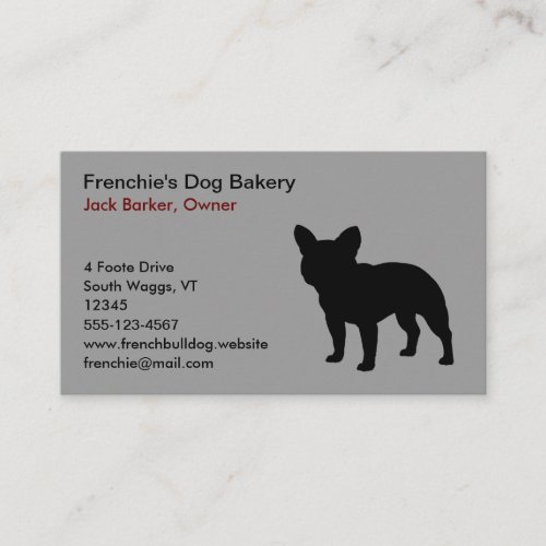 Black French Bulldog Dog Silhouette Frenchie Grey Business Card