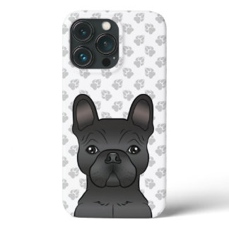 Black French Bulldog / Frenchie Cartoon Dog &amp; Paws iPhone 13 Pro Case