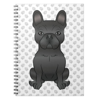 Black French Bulldog / Frenchie Cartoon Dog &amp; Paws Notebook