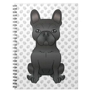 Black French Bulldog / Frenchie Cartoon Dog & Paws Notebook