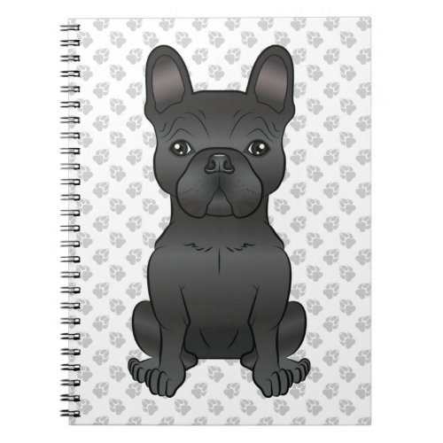 Black French Bulldog  Frenchie Cartoon Dog  Paws Notebook