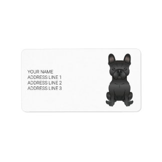 Black French Bulldog / Frenchie Cartoon Dog &amp; Text Label