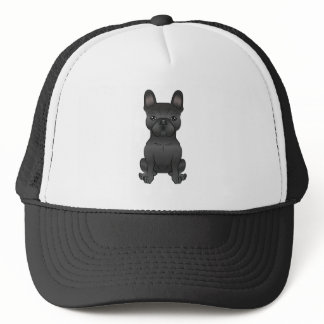 Black French Bulldog / Frenchie Cute Cartoon Dog Trucker Hat