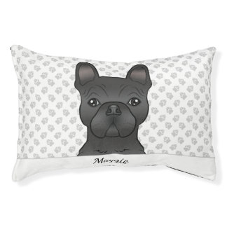 Black French Bulldog / Frenchie Dog Head &amp; Name Pet Bed