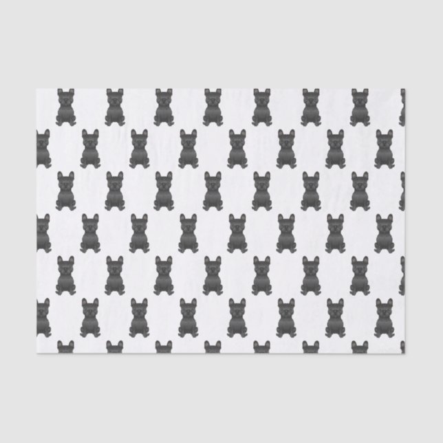 Black French Bulldog / Frenchie Dog Pattern Tissue Paper (Front)