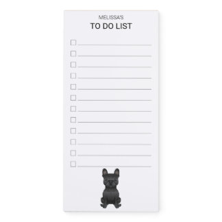 Black French Bulldog / Frenchie Dog To Do List Magnetic Notepad