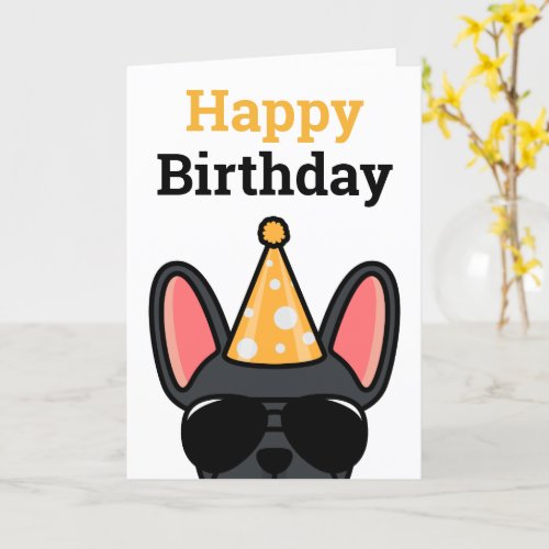 Black French Bulldog Happy Birthday Card