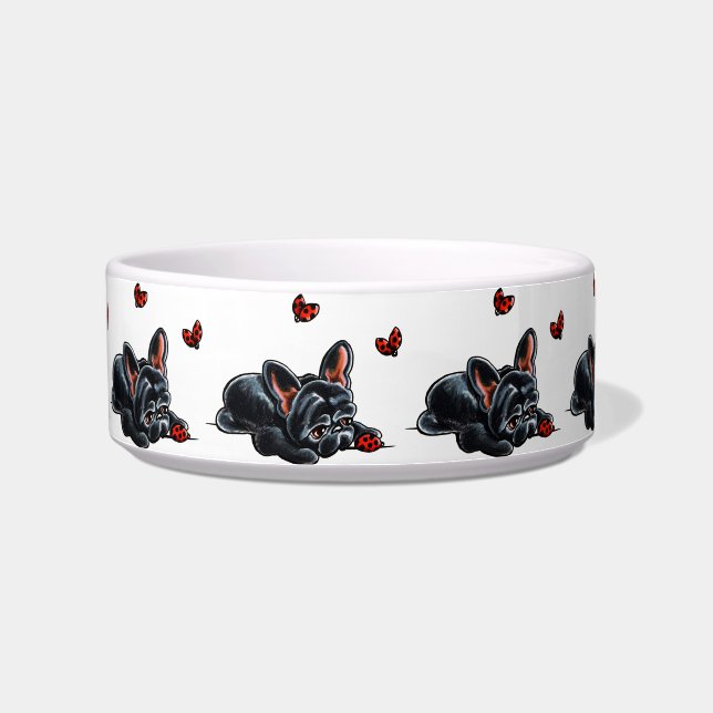 Black French Bulldog Ladybug Bowl (Right)