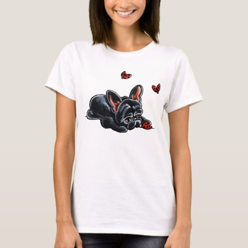 Black French Bulldog Ladybug T_Shirt