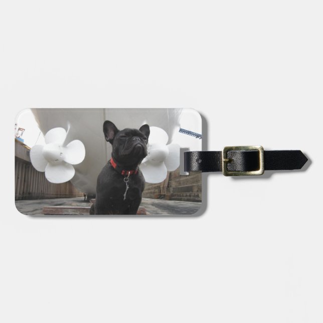 Black French Bulldog Luggage Tag (Front Horizontal)