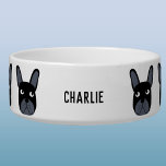 Black French Bulldog Name Bowl<br><div class="desc">A fun little Black French Bulldog or Frenchie.  Great for dog lovers.  Original art by Nic Squirrell.  Change the name to personalize.</div>