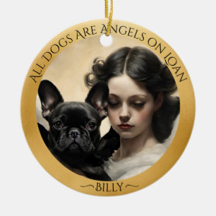 Black French Bulldog Personalized Memorial Ceramic Ornament