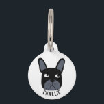 Black French Bulldog Pet ID Tag<br><div class="desc">A fun little Black French Bulldog or Frenchie.  Original art by Nic Squirrell.  Change or remove the name on the front and details on the back to personalize.</div>