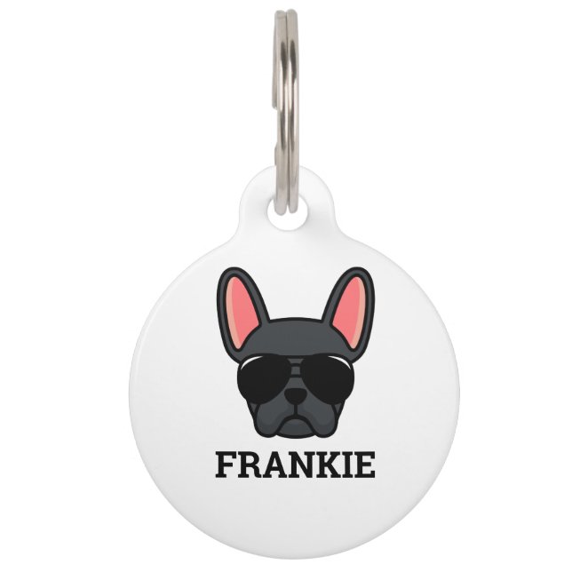 Black French Bulldog Pet ID Tag (Front)