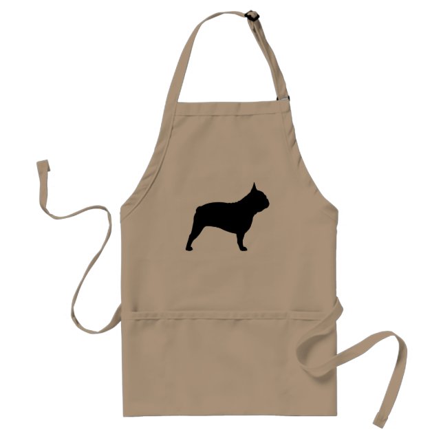 Black French Bulldog Silhouette | Frenchie Dog Adult Apron (Front)