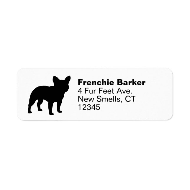 Black French Bulldog Silhouette Frenchie Dog Label (Front)