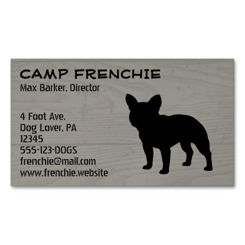 Black French Bulldog Silhouette  Frenchie Dog Magnetic Business Card