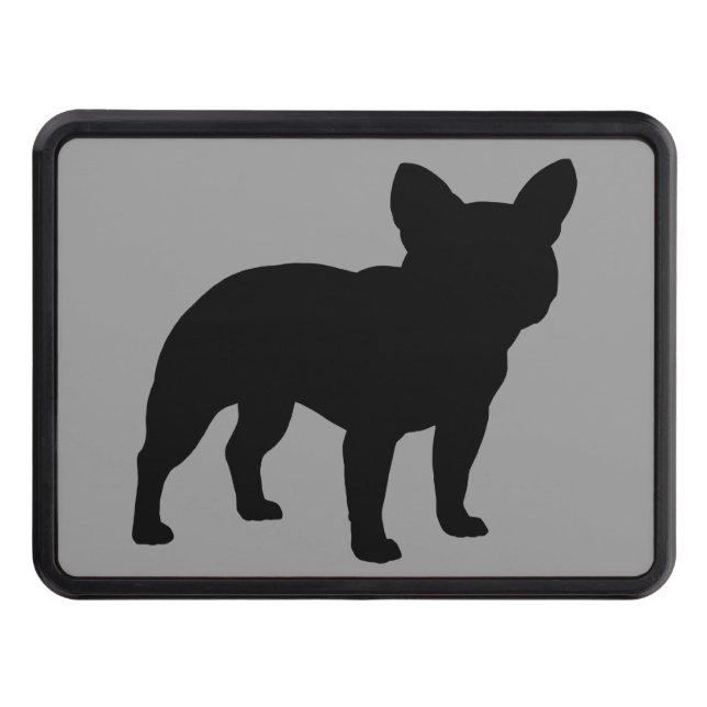 Black French Bulldog Silhouette Frenchie Dog Tow Hitch Cover (Front)
