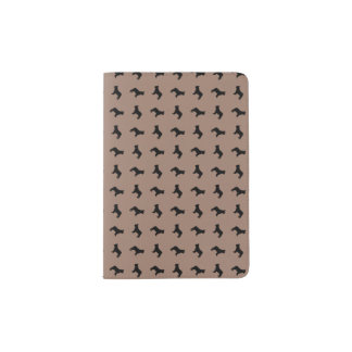 Black French BullDog Silhouttes on Khaki Beige Passport Holder