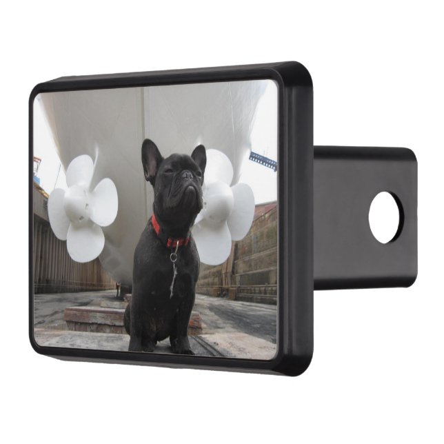 Black French Bulldog Trailer Hitch Cover (Left)