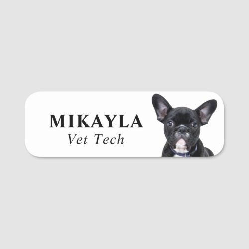 Black French Bulldog Veterinarian    Name Tag