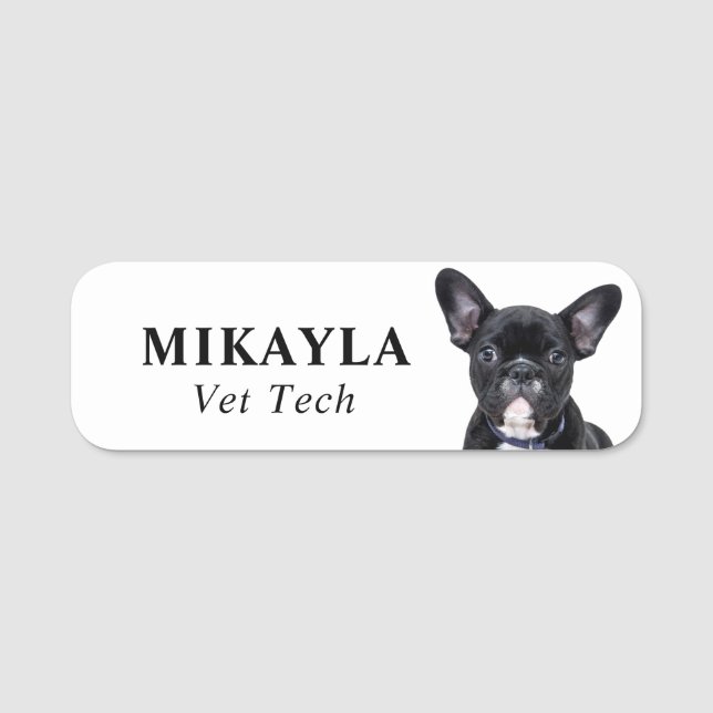 Black French Bulldog Veterinarian    Name Tag (Front)
