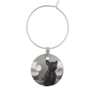Black French Bulldog Wine Charm
