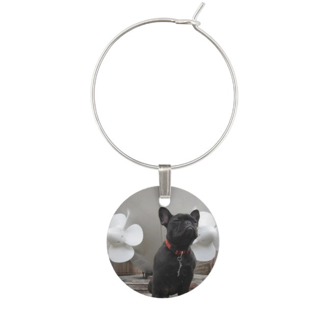 Black French Bulldog Wine Charm (Front)