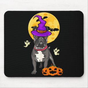 Black French Bulldog Witch Halloween Costume Dog Mouse Pad