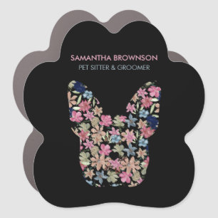 Black French BullDog with flowers Car Magnet