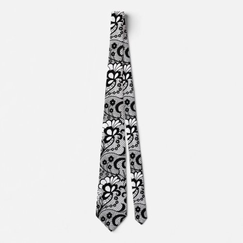 Black French Lace Neck Tie