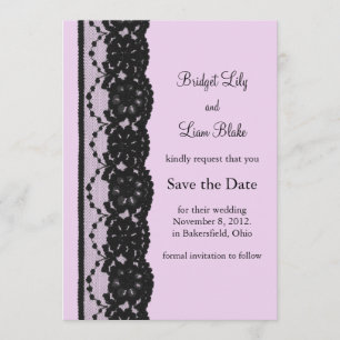 Black French Lace Save the Date