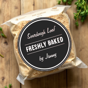 Black   Freshly Baked By Classic Round Sticker
