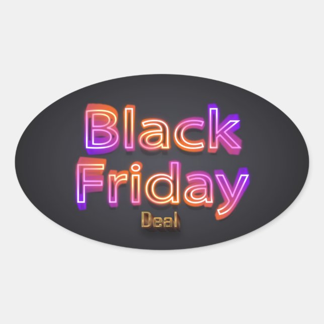 Black Friday Deal (neon/gold) Oval Sticker (Front)