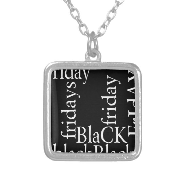 Black Friday Design Silver Plated Necklace (Front)